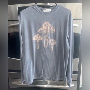Obsessive Love Gray Cotton Shirt With Mushrooms